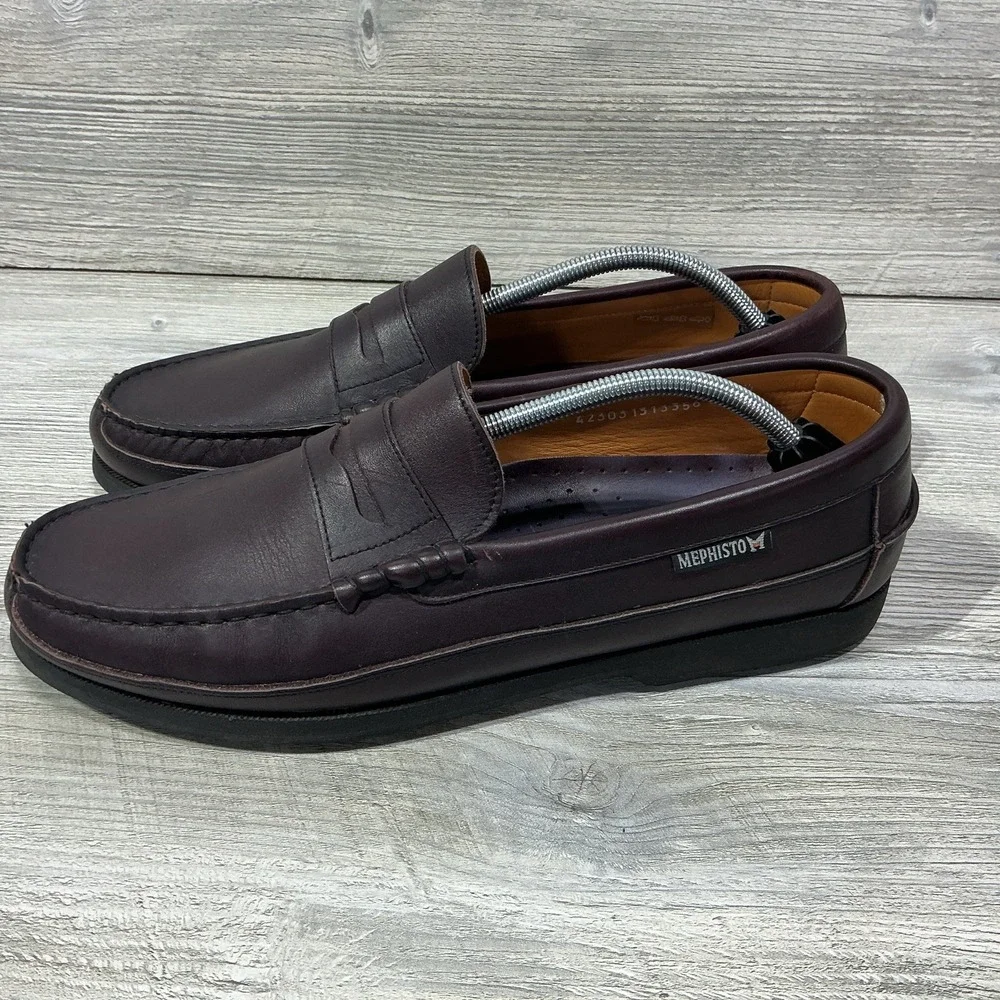Mephisto Cap Vert Spinnaker Boat Shoes Men's Size 12 Wine Slip on Penny Loafers